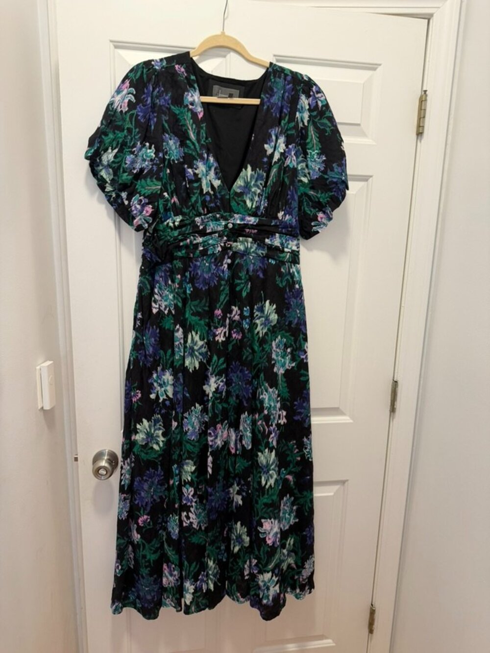 Anthropologie The Katerina Button-Front Dress Black Floral Midi 1X
